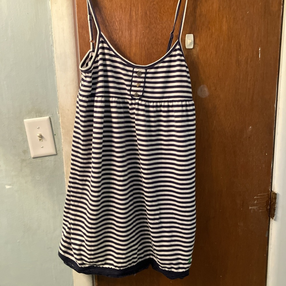 Juicy Couture Navy and White Striped Midi Dress